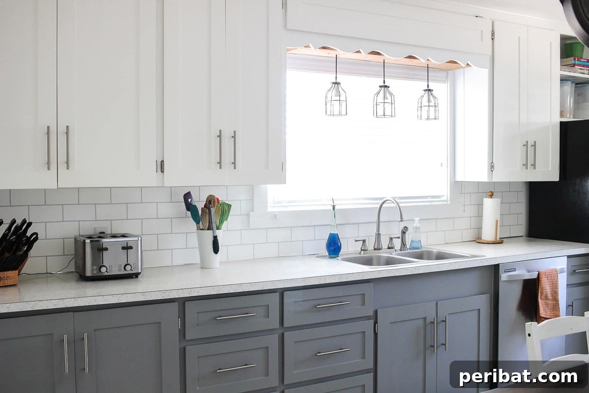 50 Smart DIY Home Improvement Hacks & Essential Products 42 Expert guide on how to paint a backsplash to realistically look like tile, offering a budget-friendly kitchen renovation idea