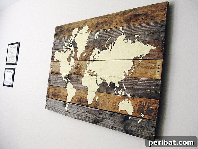 50 Smart DIY Home Improvement Hacks & Essential Products 45 Inspiring pallet board world map wall decor, perfect for avid travelers or geography enthusiasts to showcase their adventurous spirit