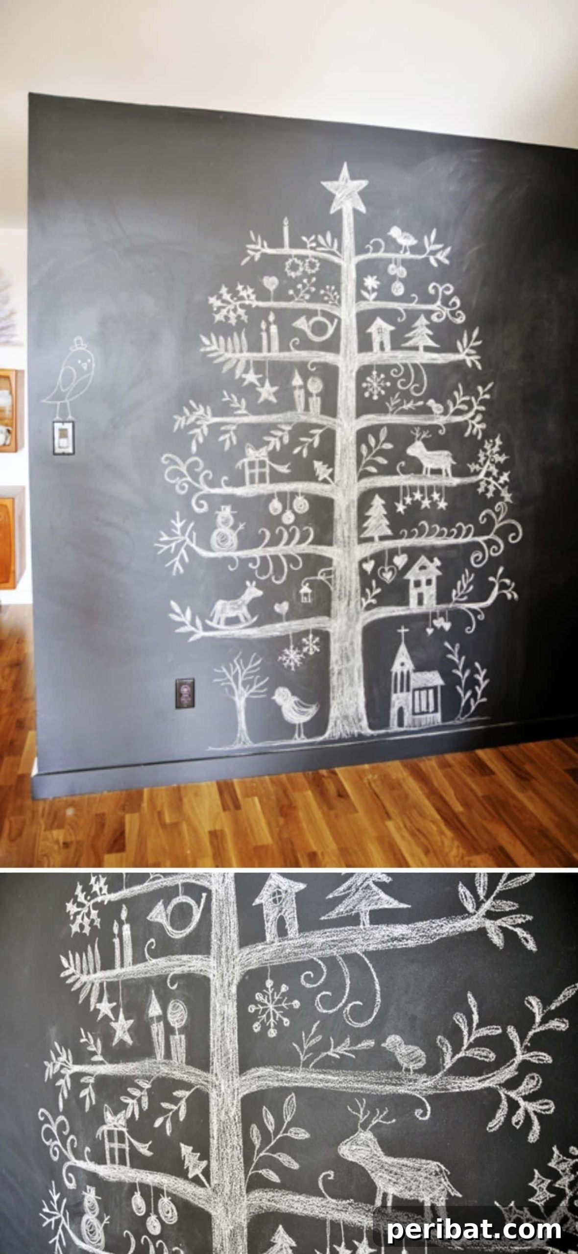 Beyond the Branch: 15 Unique Christmas Tree Ideas 14 Creative Chalkboard Drawing Christmas Tree for Homeowners