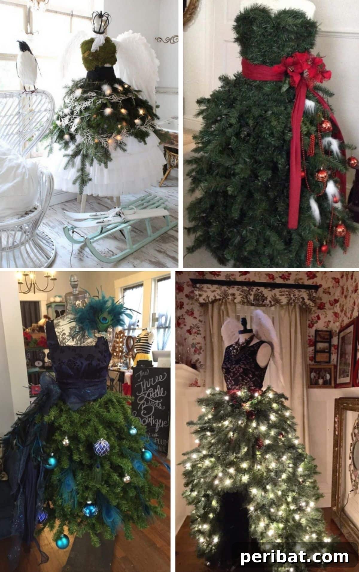 Beyond the Branch: 15 Unique Christmas Tree Ideas 9 Unique Mannequin Tree Dresses for Creative Holiday Decor
