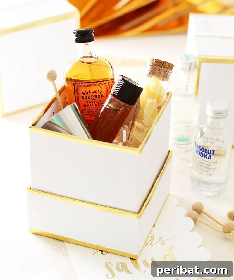 Craft Your Own Cocktails 24 Kit Ideas 11 Sweet and spicy Whiskey Ginger Mini Cocktail Kit for whiskey lovers.