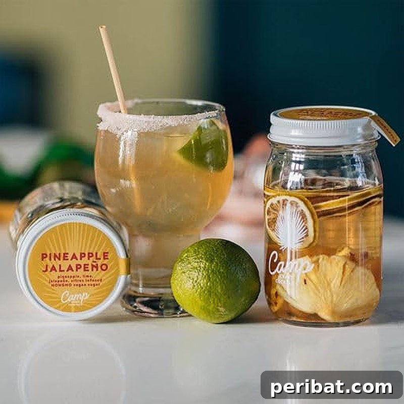 Craft Your Own Cocktails 24 Kit Ideas 22 Exotic Camp Craft Pineapple Jalapeño Cocktail Mix for sweet and spicy drinks.