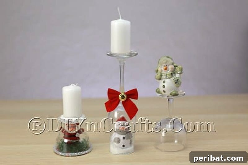 Uncork Your Creativity: 50 Wine Bottle and Glass DIY Projects 14 festive christmas wine glass candle holders