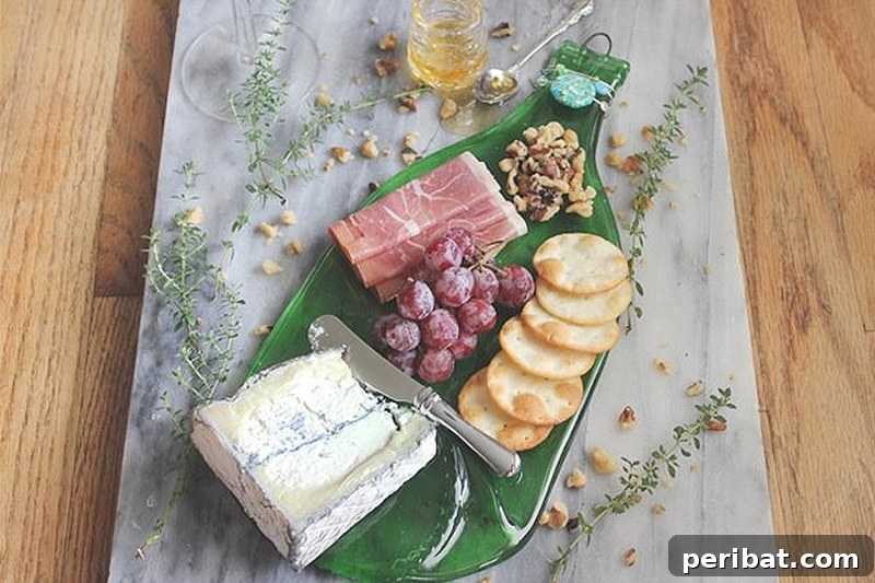 Uncork Your Creativity: 50 Wine Bottle and Glass DIY Projects 21 wine bottle serves as eye-catching serving platter