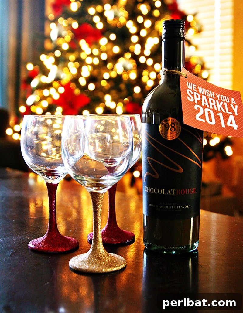 Uncork Your Creativity: 50 Wine Bottle and Glass DIY Projects 22 glittered wine glasses