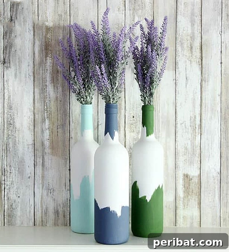 Uncork Your Creativity: 50 Wine Bottle and Glass DIY Projects 23 painted wine bottles vase