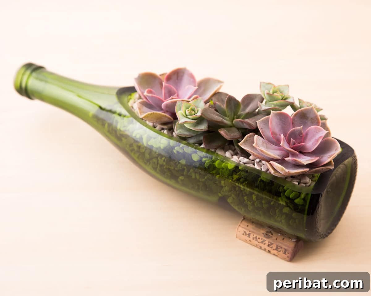 Uncork Your Creativity: 50 Wine Bottle and Glass DIY Projects 26 glass wine bottle planter
