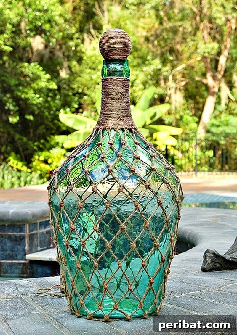 Uncork Your Creativity: 50 Wine Bottle and Glass DIY Projects 33 knotted jute to elegantly dress up large wine bottles