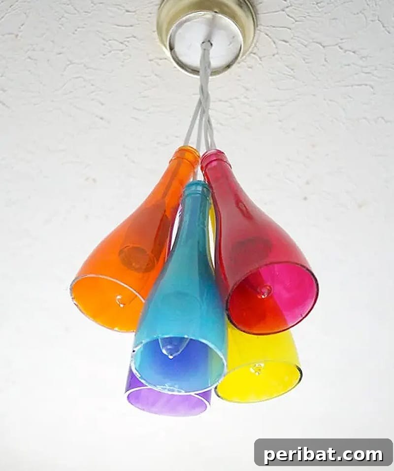 Uncork Your Creativity: 50 Wine Bottle and Glass DIY Projects 44 wine bottles to craft unique chandelier
