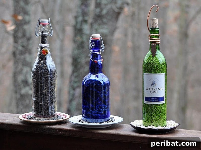 Uncork Your Creativity: 50 Wine Bottle and Glass DIY Projects 45 bird feeders made from wine bottles