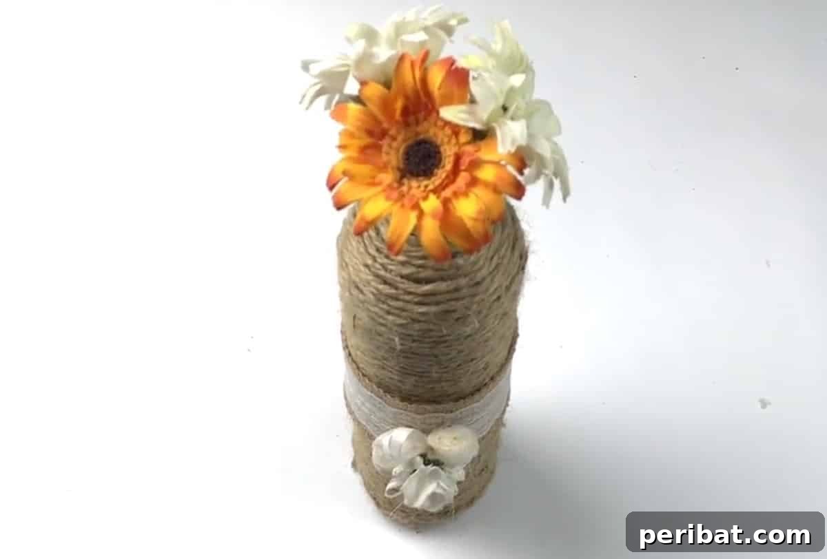 Uncork Your Creativity: 50 Wine Bottle and Glass DIY Projects 6 wine bottle homespun vase