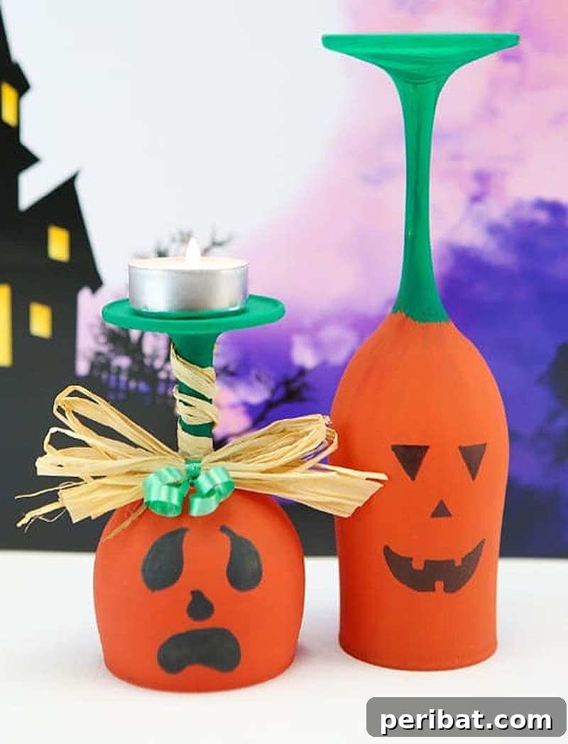 Uncork Your Creativity: 50 Wine Bottle and Glass DIY Projects 7 wine glass pumpkin art decoration