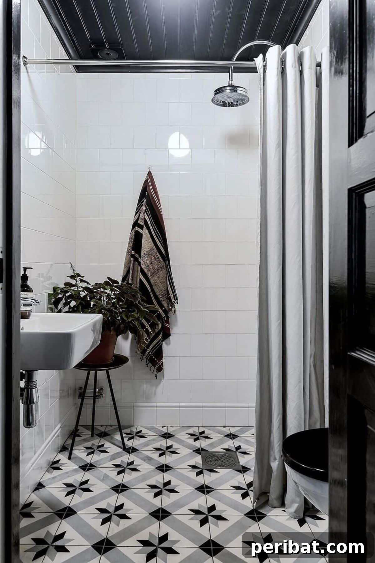 Stunning DIY Bathroom Floors: Tile Ideas & Product Picks 22 Geometric Pattern bathroom floor.