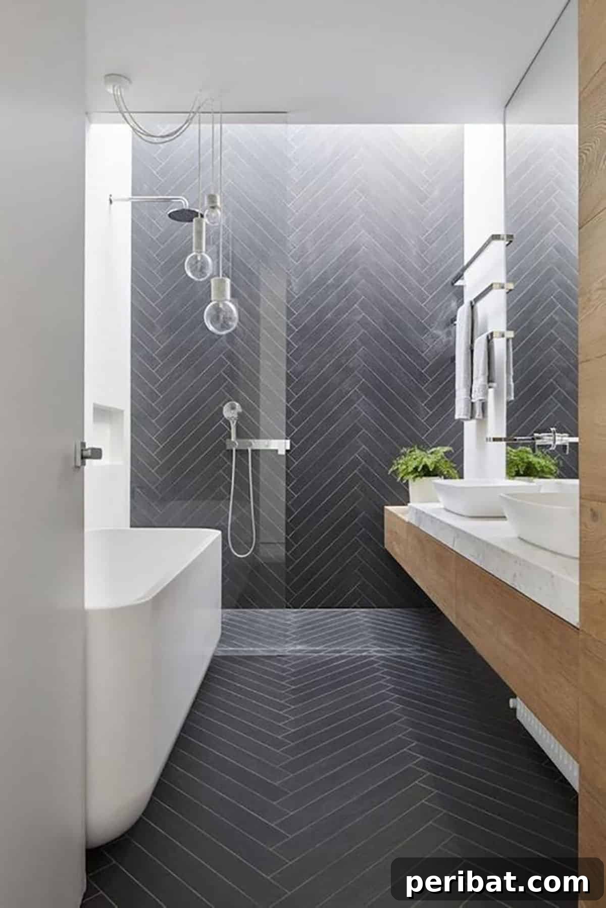 Stunning DIY Bathroom Floors: Tile Ideas & Product Picks 30 Chevron Tiles bathroom floor.
