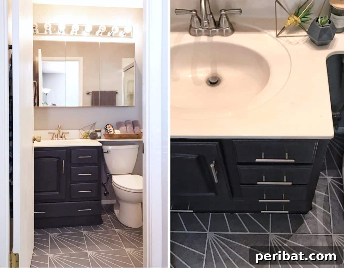 Stunning DIY Bathroom Floors: Tile Ideas & Product Picks 44 DIY Faux Cement Tile with Chalk Paint bathroom floor.