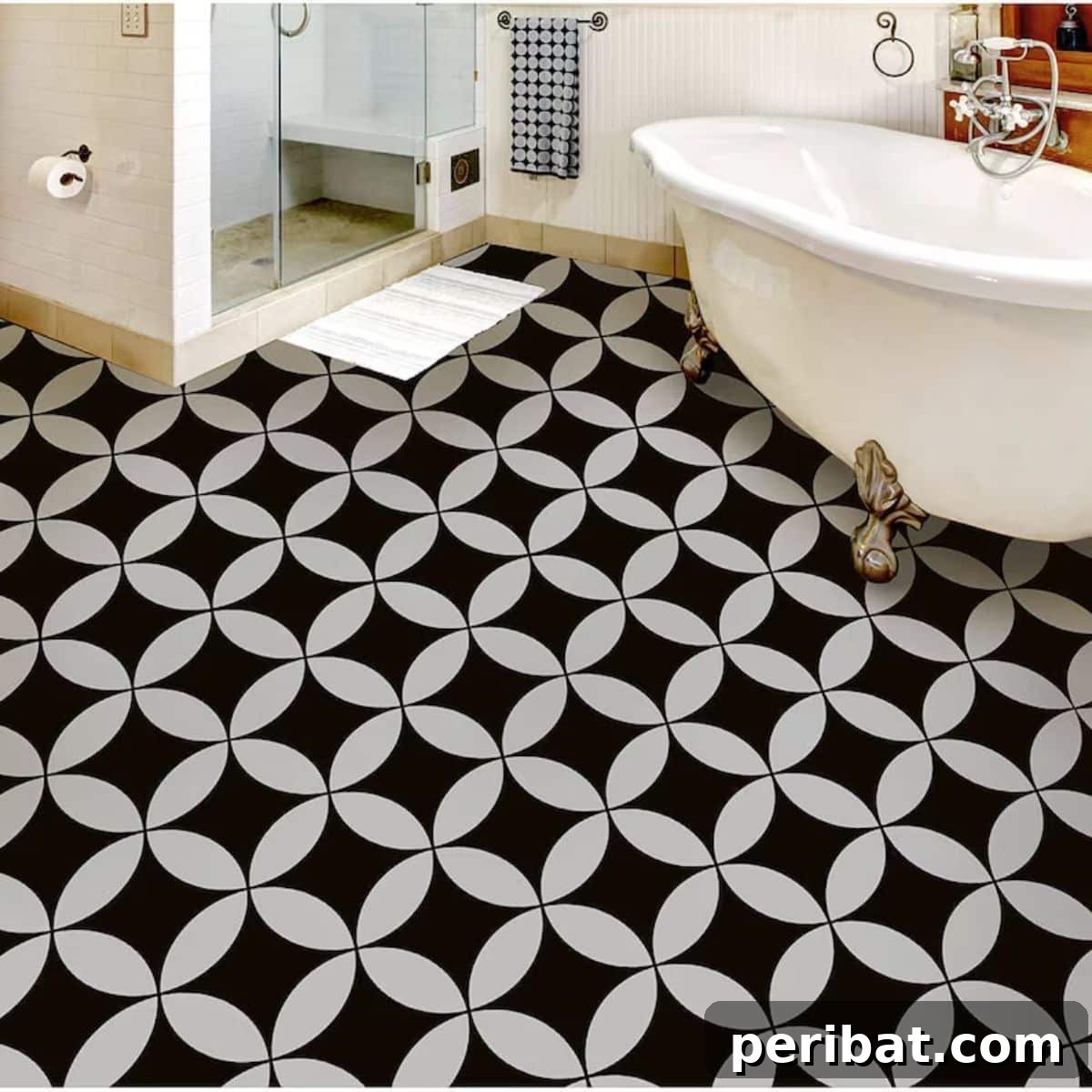Stunning DIY Bathroom Floors: Tile Ideas & Product Picks 46 Nagoya Tile Stencil bathroom floor.