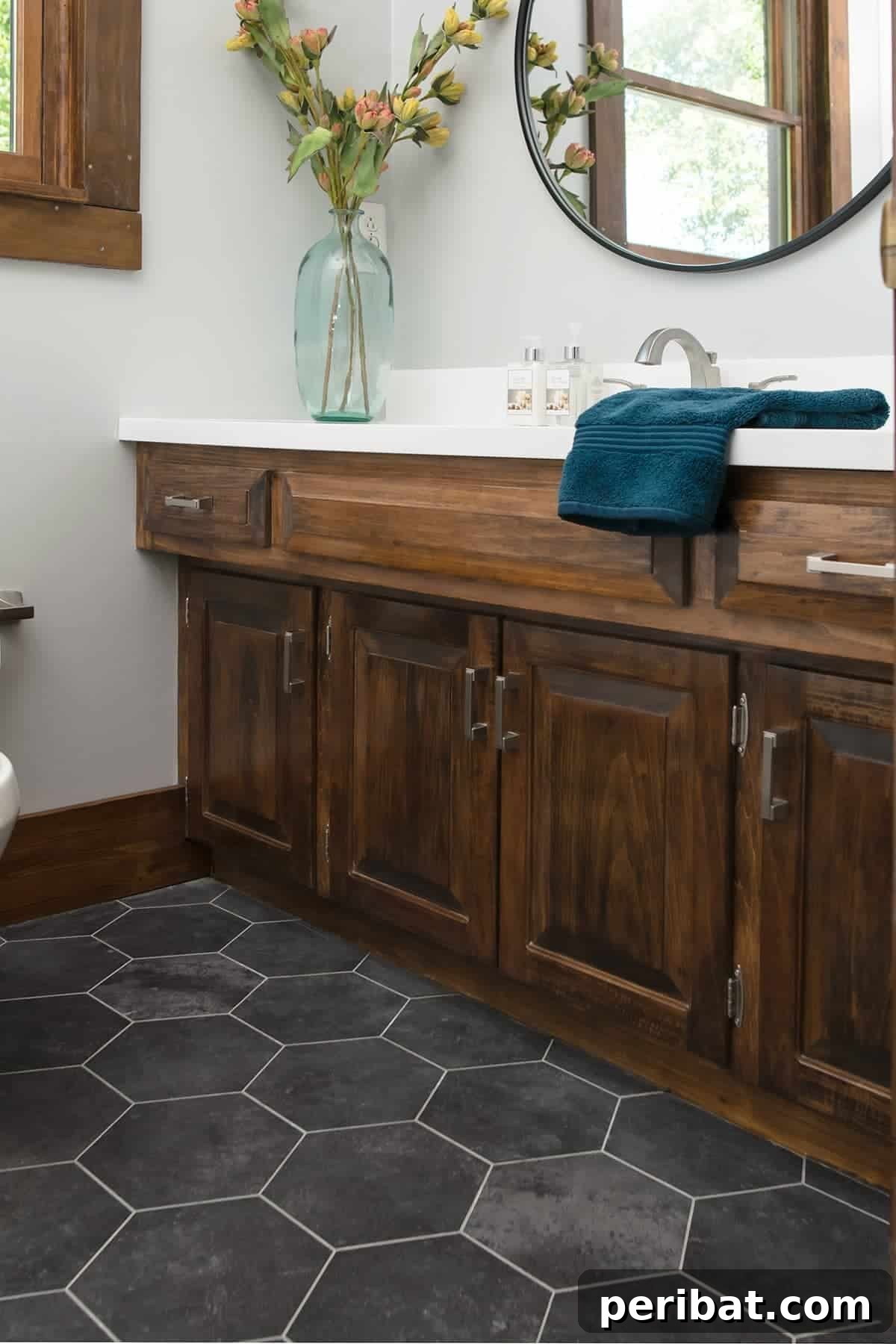 Stunning DIY Bathroom Floors: Tile Ideas & Product Picks 50 Groutable Vinyl Tiles bathroom floor.