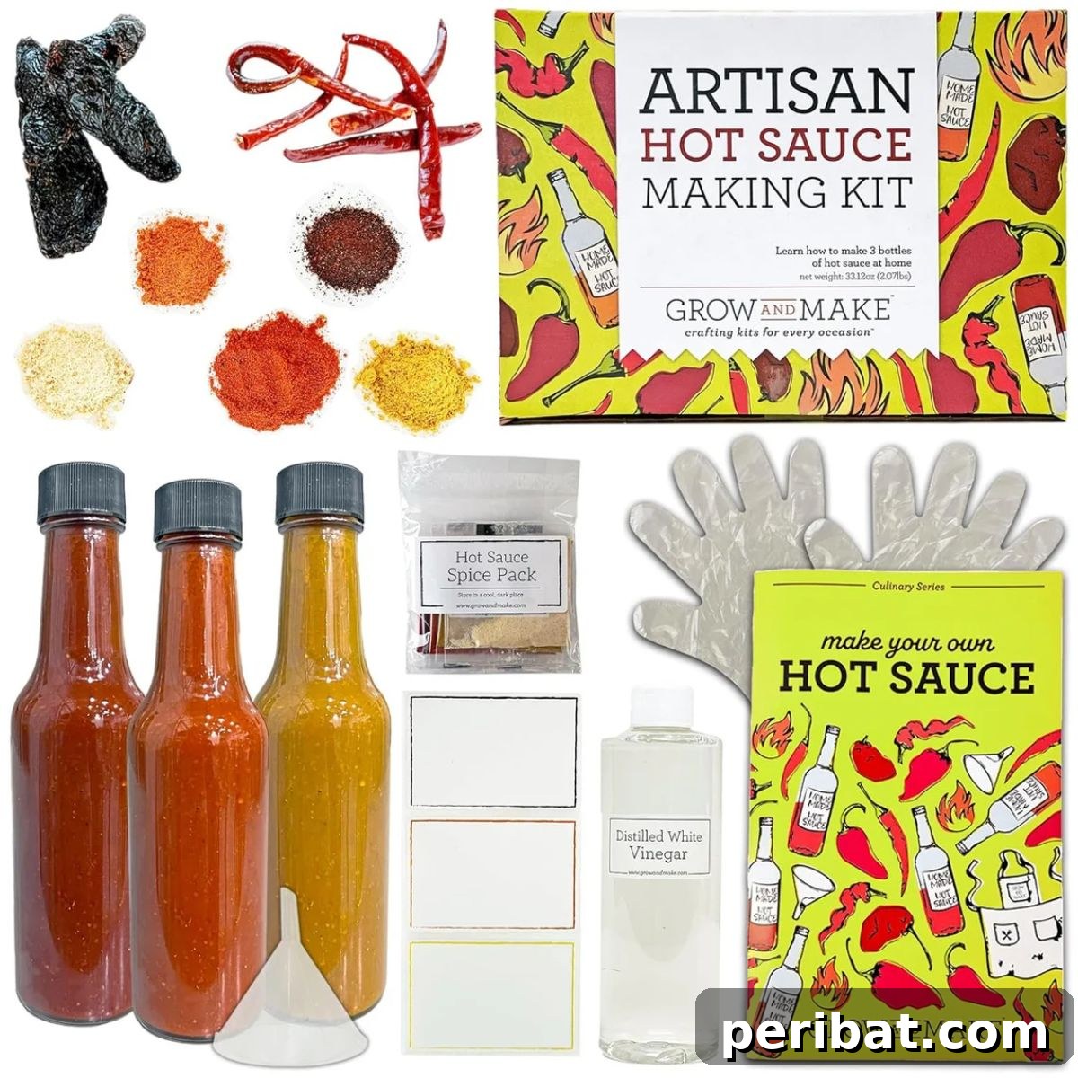 Craft Your Own Heat 26 DIY Hot Sauce Kits and Recipes 13 An elegantly packaged Artisan Hot Sauce Making Kit, showcasing personalized bottles.