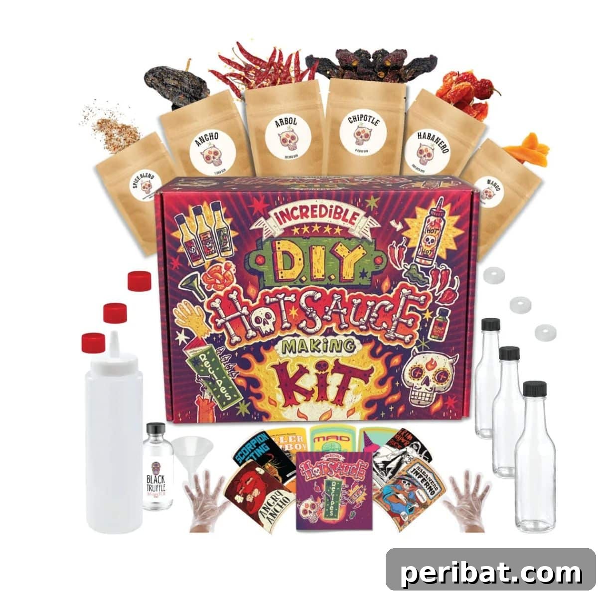 Craft Your Own Heat 26 DIY Hot Sauce Kits and Recipes 8 A simple yet effective DIY Hot Sauce Making Kit, displaying various dried peppers.