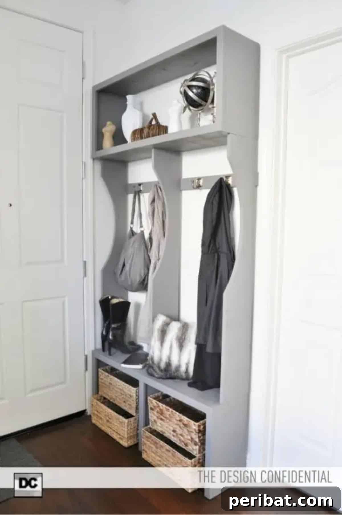 Transform Your Entryway: 32 Genius DIY Organizing Ideas 21 Full DIY entryway locker system with multiple compartments and hooks.