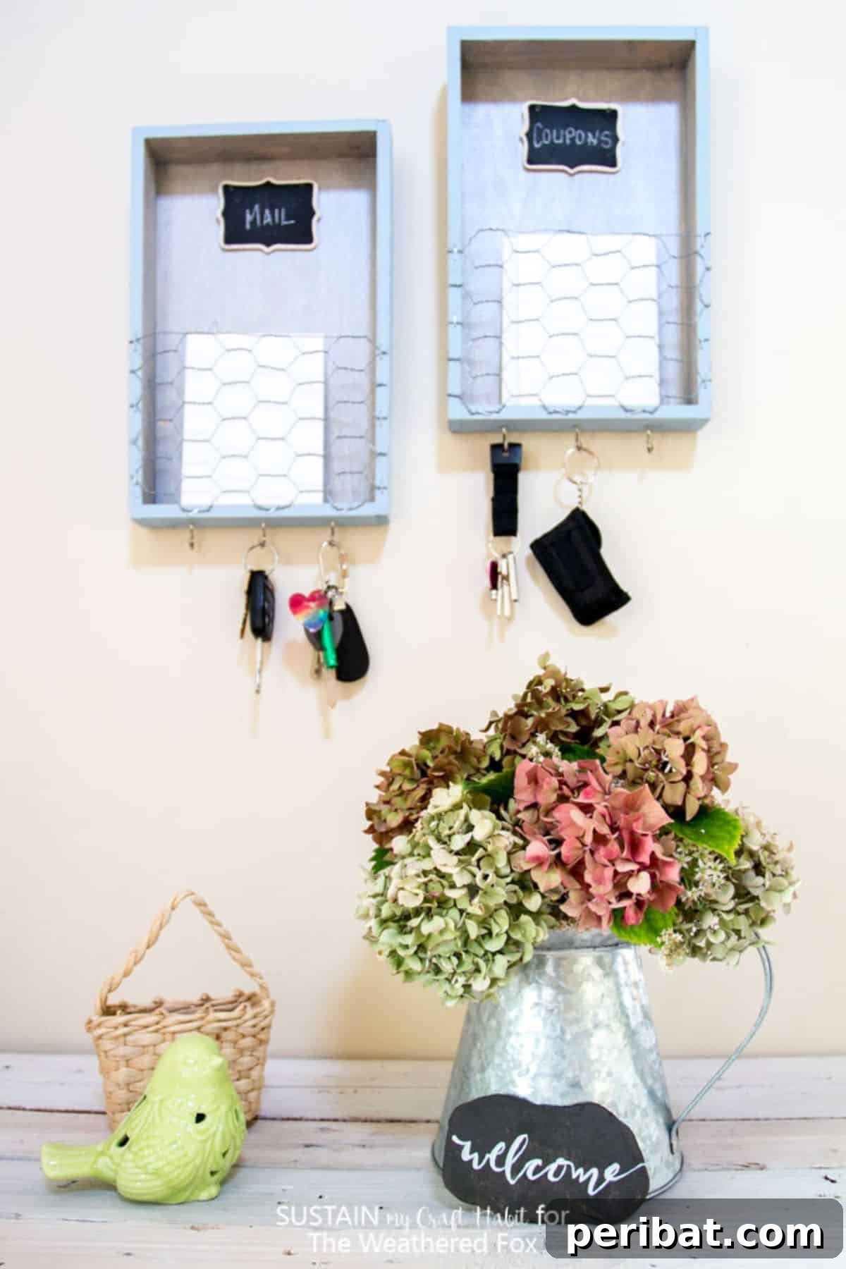 Transform Your Entryway: 32 Genius DIY Organizing Ideas 30 Rustic DIY farmhouse entryway organizer for keys and mail.