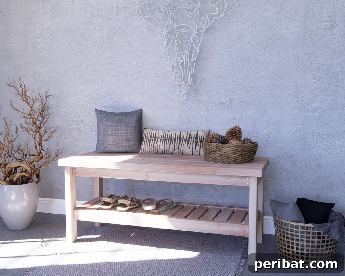 Transform Your Entryway: 32 Genius DIY Organizing Ideas 4 DIY entryway bench with integrated shoe rack storage.