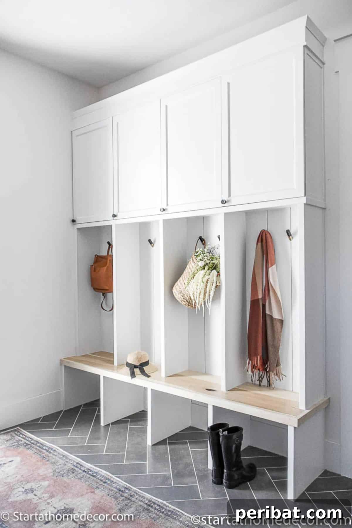 Transform Your Entryway: 32 Genius DIY Organizing Ideas 32 DIY mudroom lockers with built-in storage and seating.