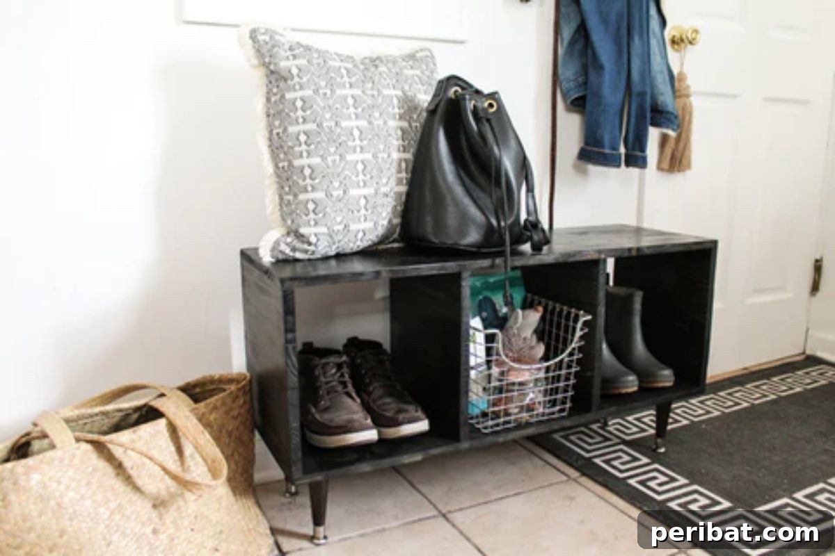 Transform Your Entryway: 32 Genius DIY Organizing Ideas 34 Stylish DIY entryway storage bench with hidden compartments.