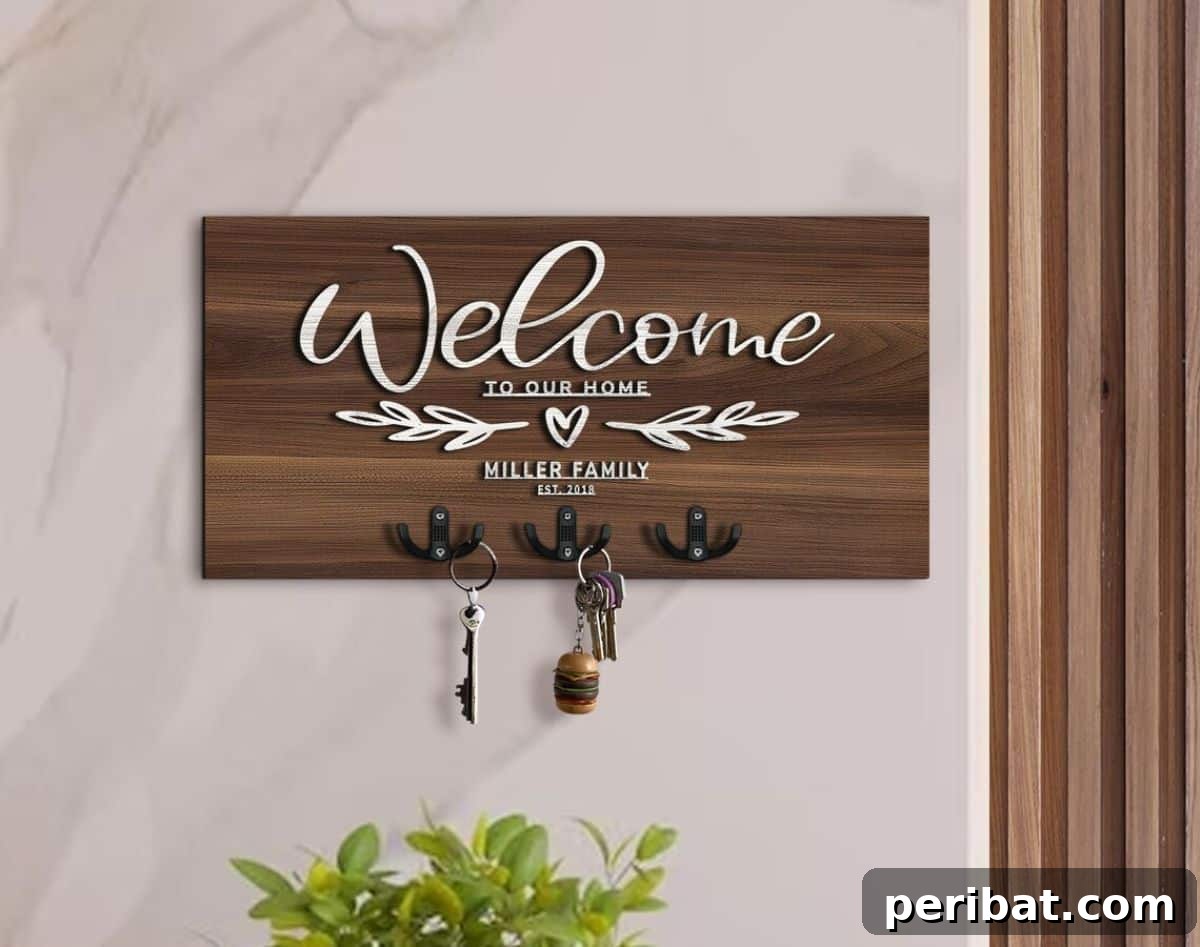 Transform Your Entryway: 32 Genius DIY Organizing Ideas 7 Personalized wooden entryway organizer with key hooks and a mail slot.