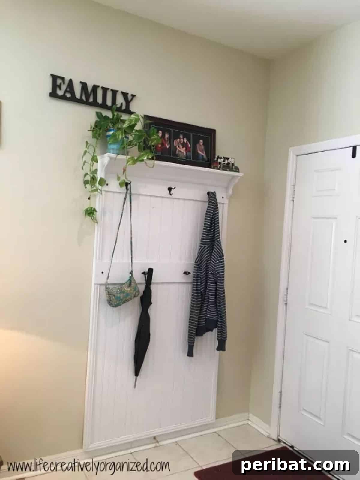 Transform Your Entryway: 32 Genius DIY Organizing Ideas 9 Large DIY entryway wall organizer with hooks and shelves.