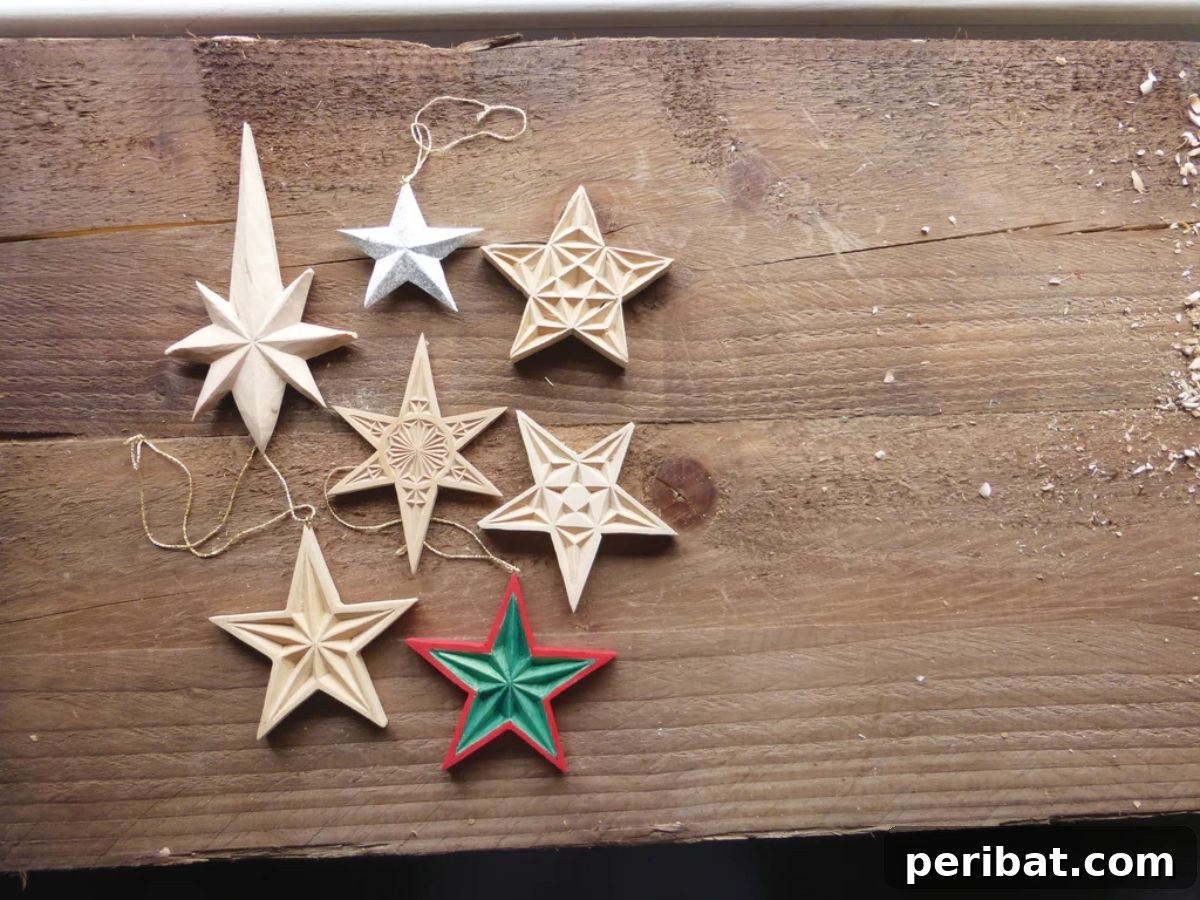 Craft Your Vision: 31 Wood Carving & Whittling Project Starters 12 Carved Wooden Star Decorations