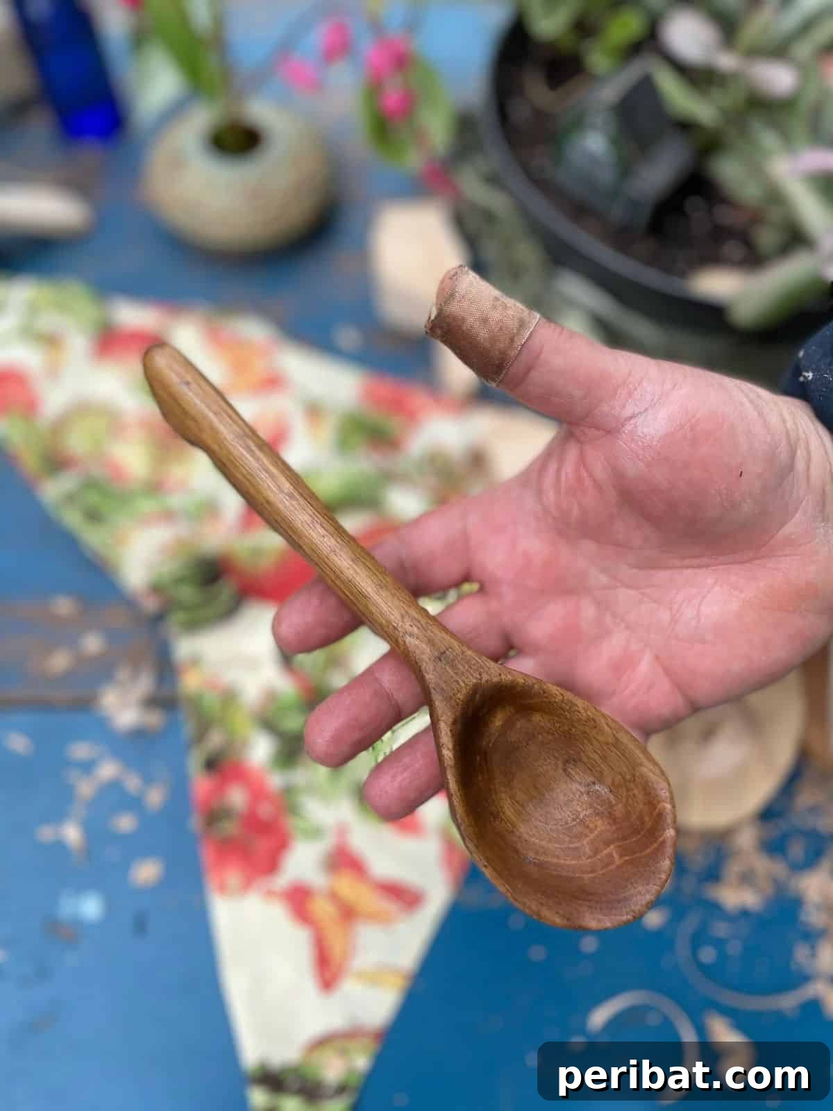 Craft Your Vision: 31 Wood Carving & Whittling Project Starters 25 A hand-carved wooden spoon.