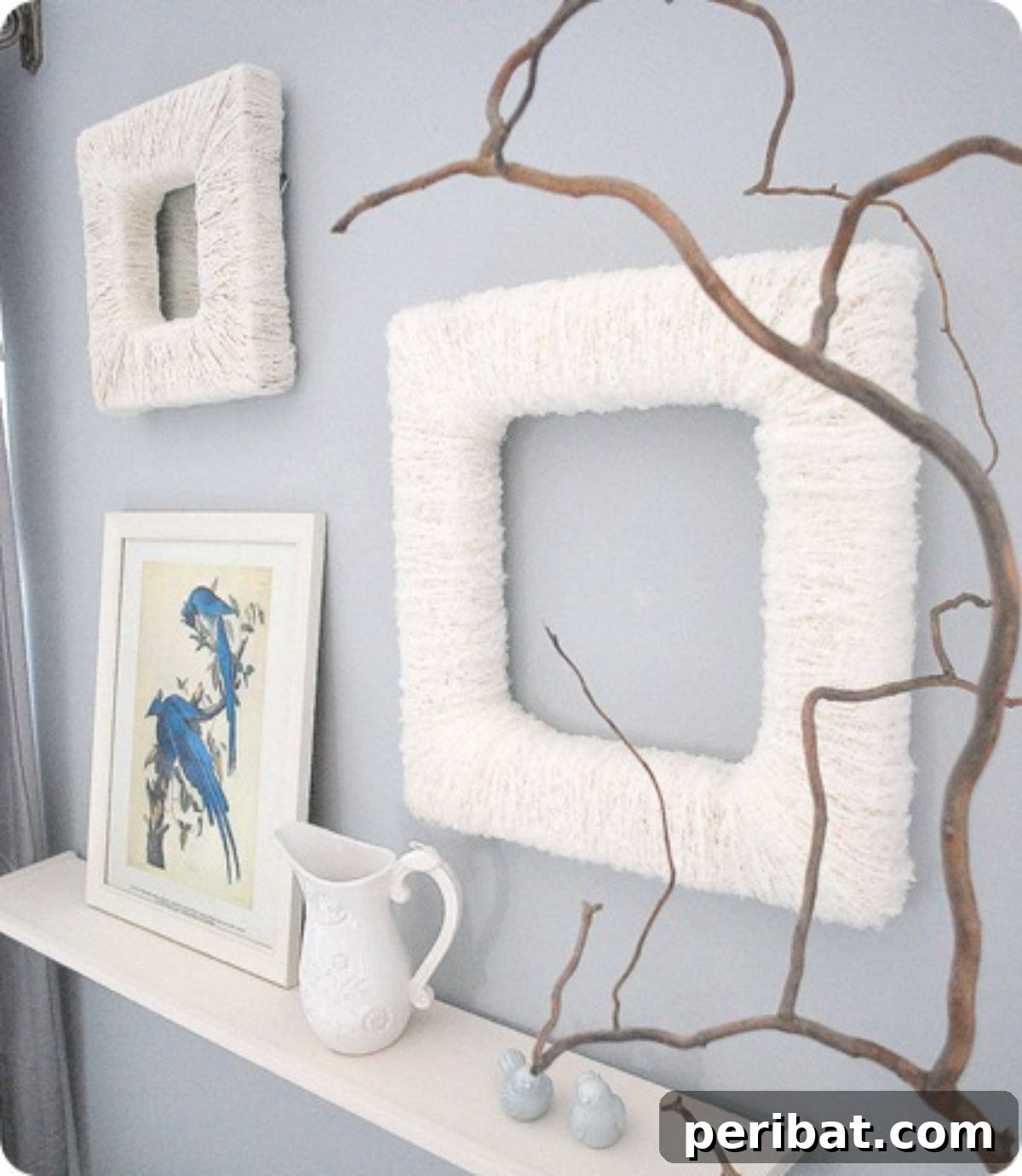 45 Inspiring DIY Photo Frame Projects 27 DIY Yarn Wrapped Frames