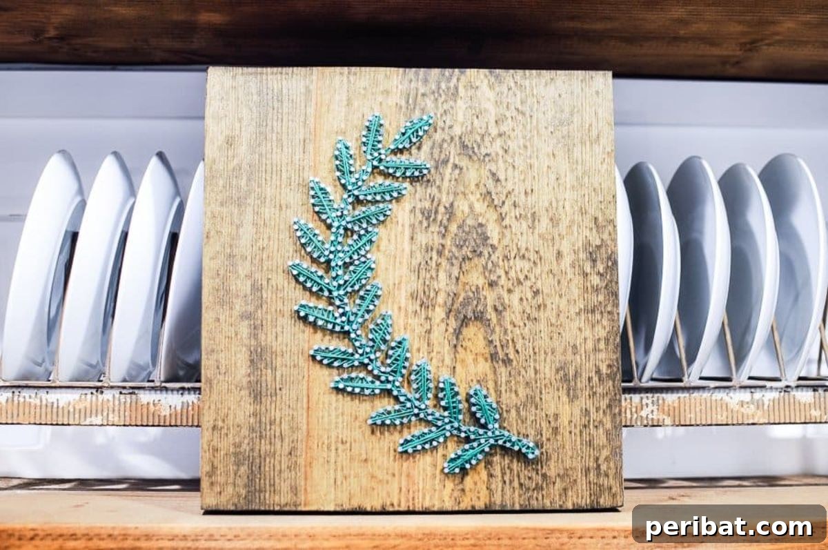 DIY Green Leaves String Art