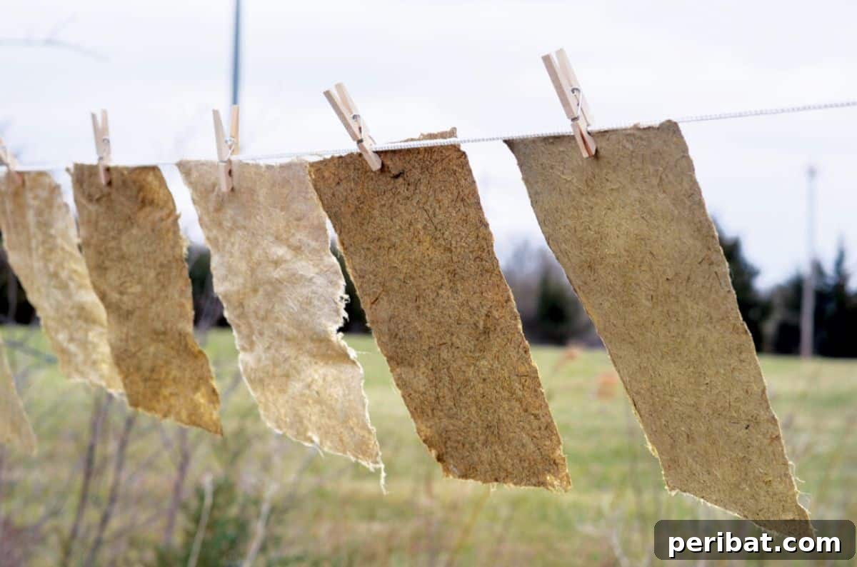 22 Creative DIY Paper Making Kits and Ideas 19 DIY paper sheets made from plant fibers drying naturally
