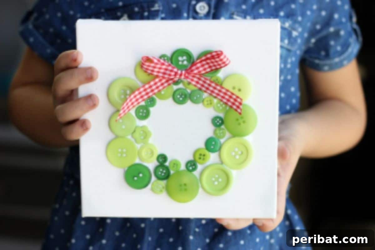 29 Creative Button Art Projects from Upcycled Buttons 16 DIY Evergreen Button Wreath Art