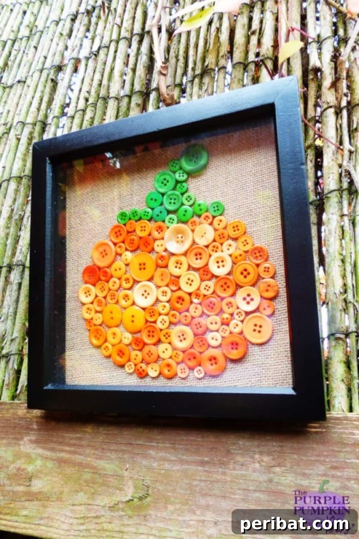 29 Creative Button Art Projects from Upcycled Buttons 27 DIY Button Pumpkin Shadow Box