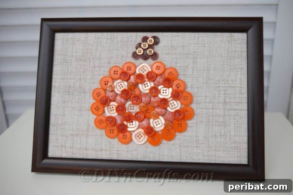 29 Creative Button Art Projects from Upcycled Buttons 5 Easy DIY Pumpkin Button Wall Art Decoration