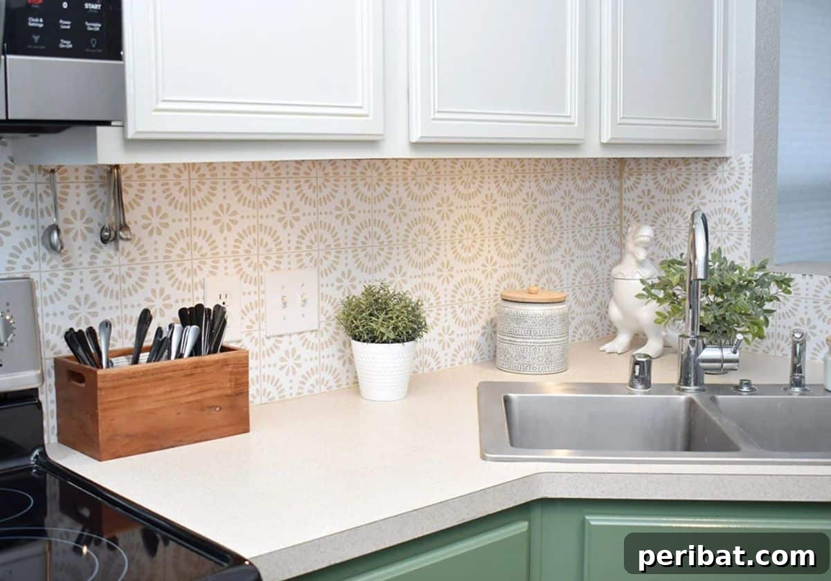 Instant Style: 32 DIY Peel and Stick Backsplash Makeovers 20 DIY Vinyl Backsplash for a Bright and Clean Kitchen
