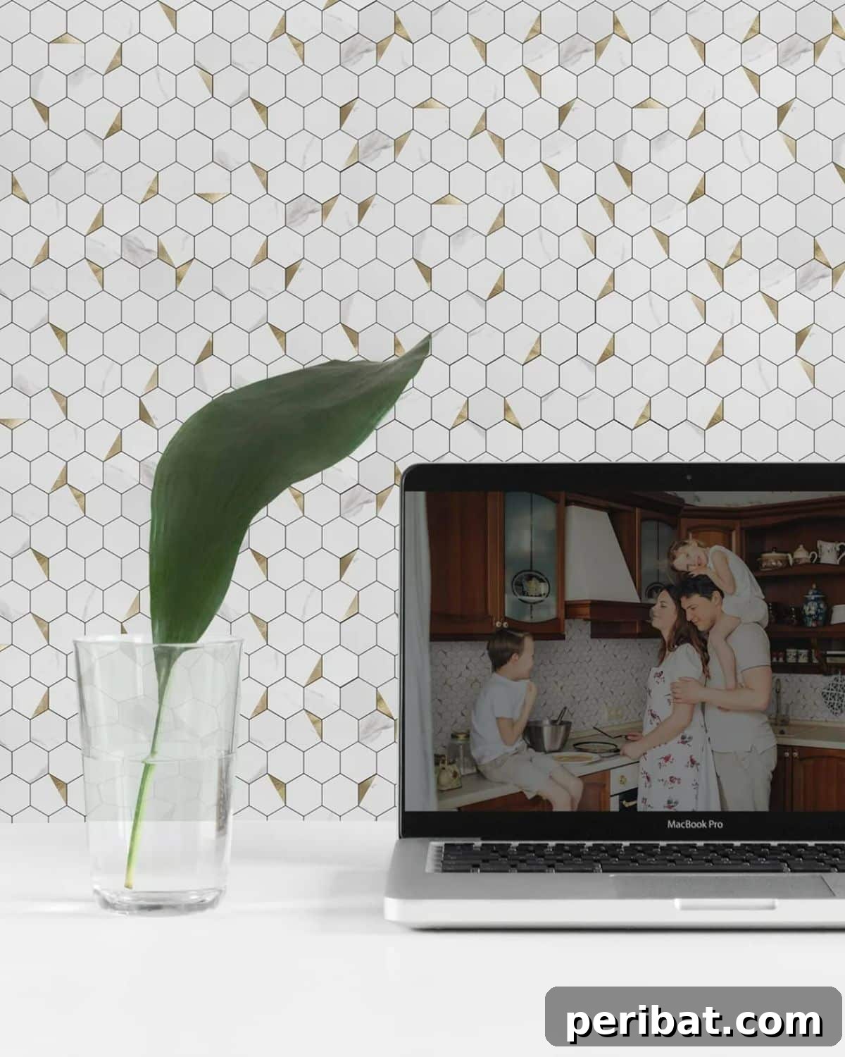 Instant Style: 32 DIY Peel and Stick Backsplash Makeovers 25 Self-Adhesive Tile Hexagon Mosaic Tiles for a Modern Geometric Look