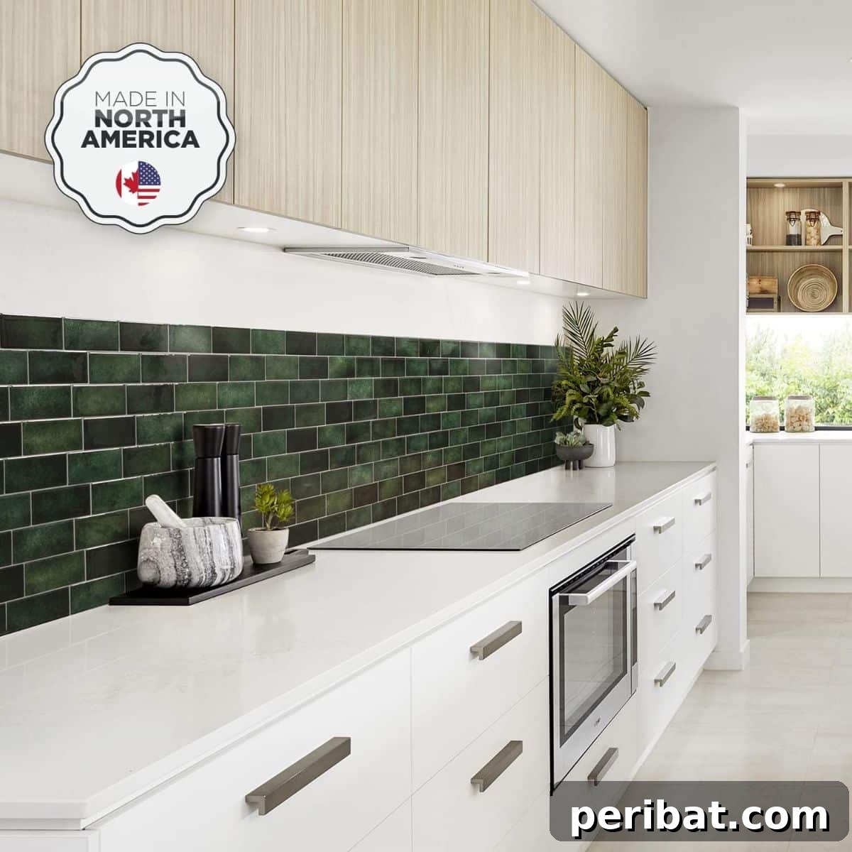 Instant Style: 32 DIY Peel and Stick Backsplash Makeovers 8 Glossy Smart Tiles Peel and Stick Backsplash for a Sleek Kitchen Look
