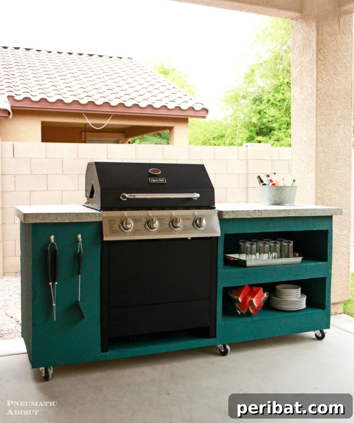 DIY Rolling Outdoor Island, a mobile prep and serving station for your new grill.