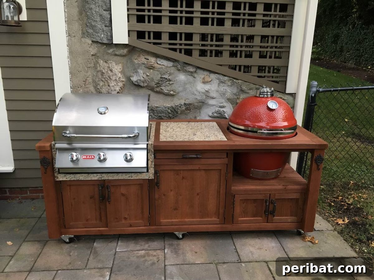 Customized Dual Grill Tables, a modular outdoor kitchen solution for perfect fit.