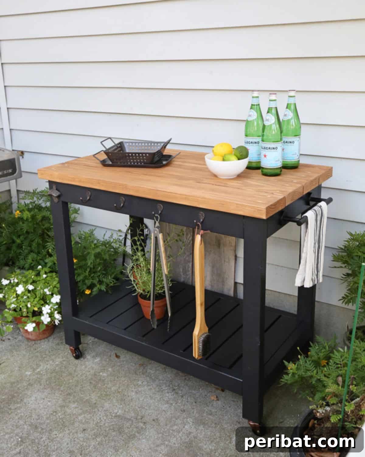 Versatile DIY Grill Cart for enhanced mobility and storage in outdoor cooking.