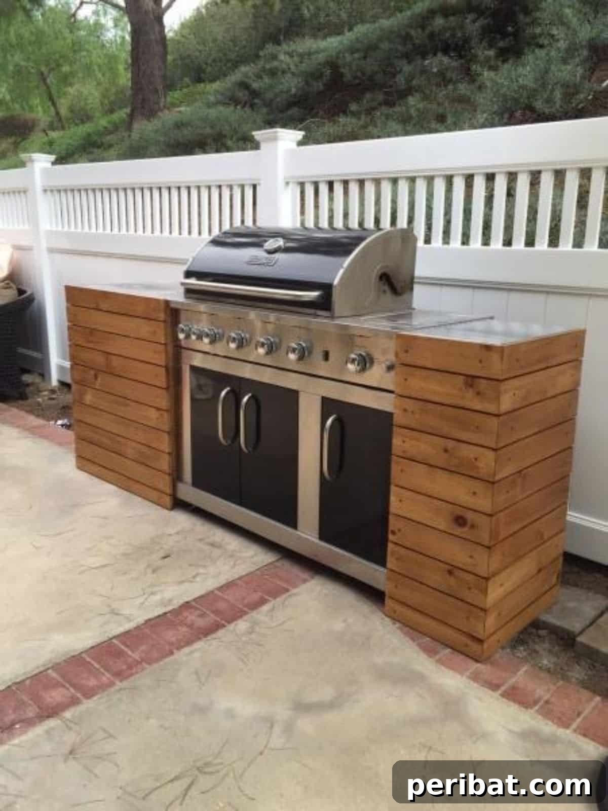 Ana White's DIY Barbecue Quick Built-in Station for efficient outdoor cooking.
