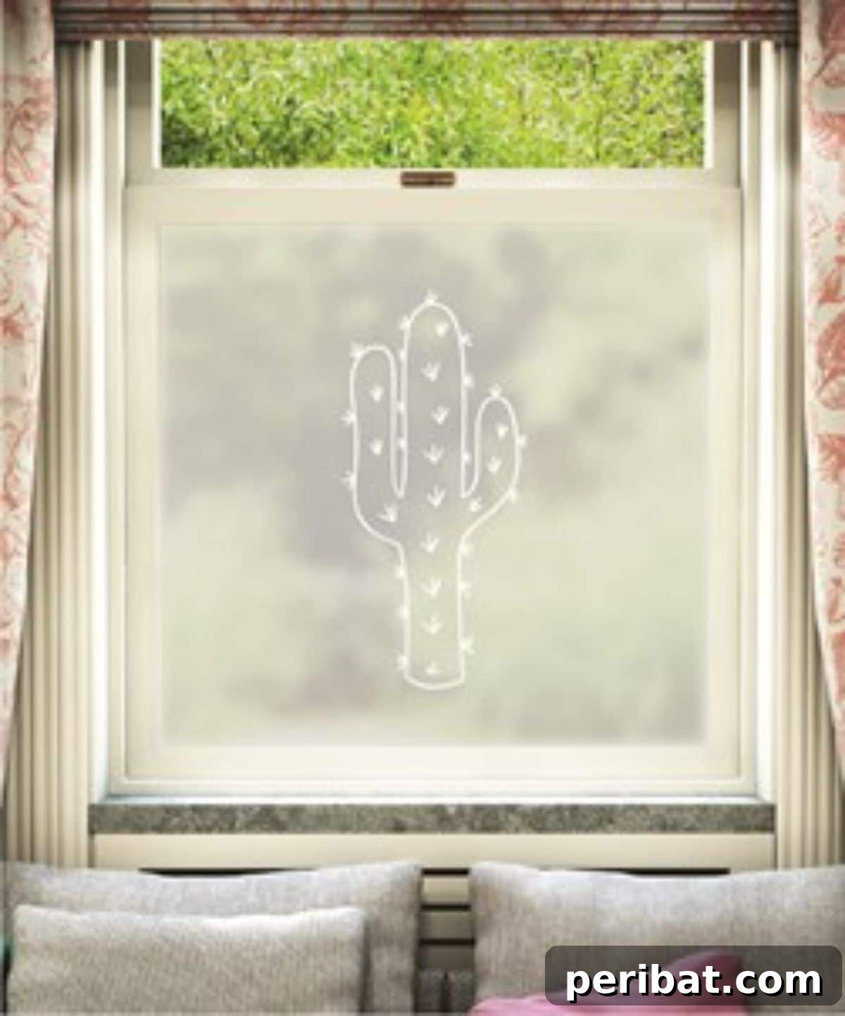 37 Creative DIY Window Film Solutions 37 Cactus Window Film Design