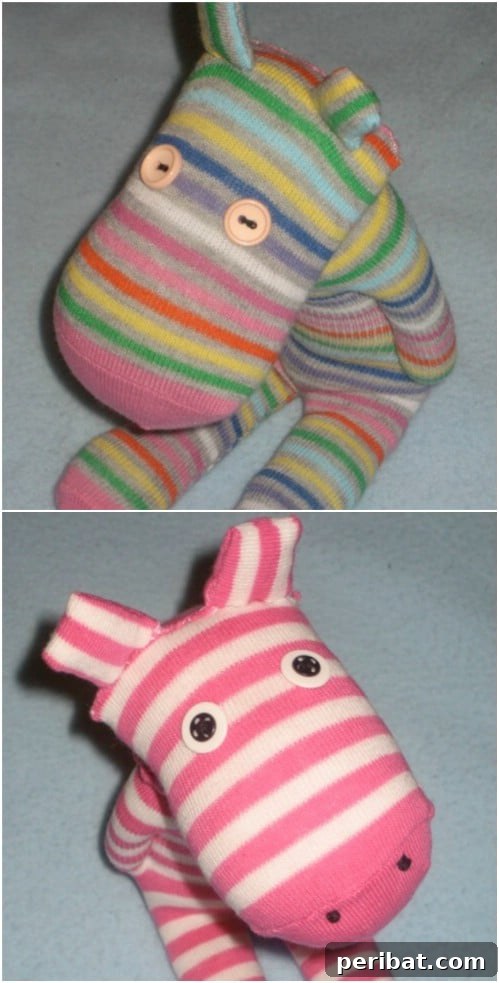 25 Whimsical Sock Toy Crafts Made Simple 16 Sock Zebra
