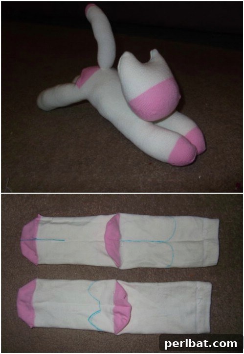 25 Whimsical Sock Toy Crafts Made Simple 6 Kitten Sock Toy