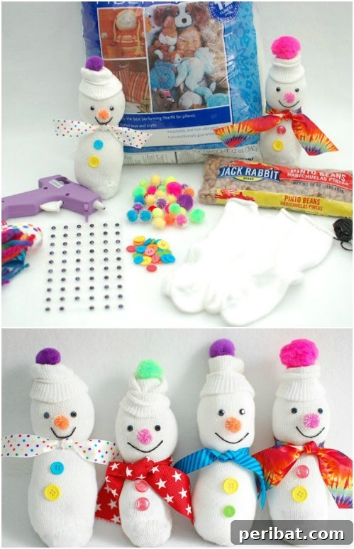 25 Whimsical Sock Toy Crafts Made Simple 8 Sock Snow Dude