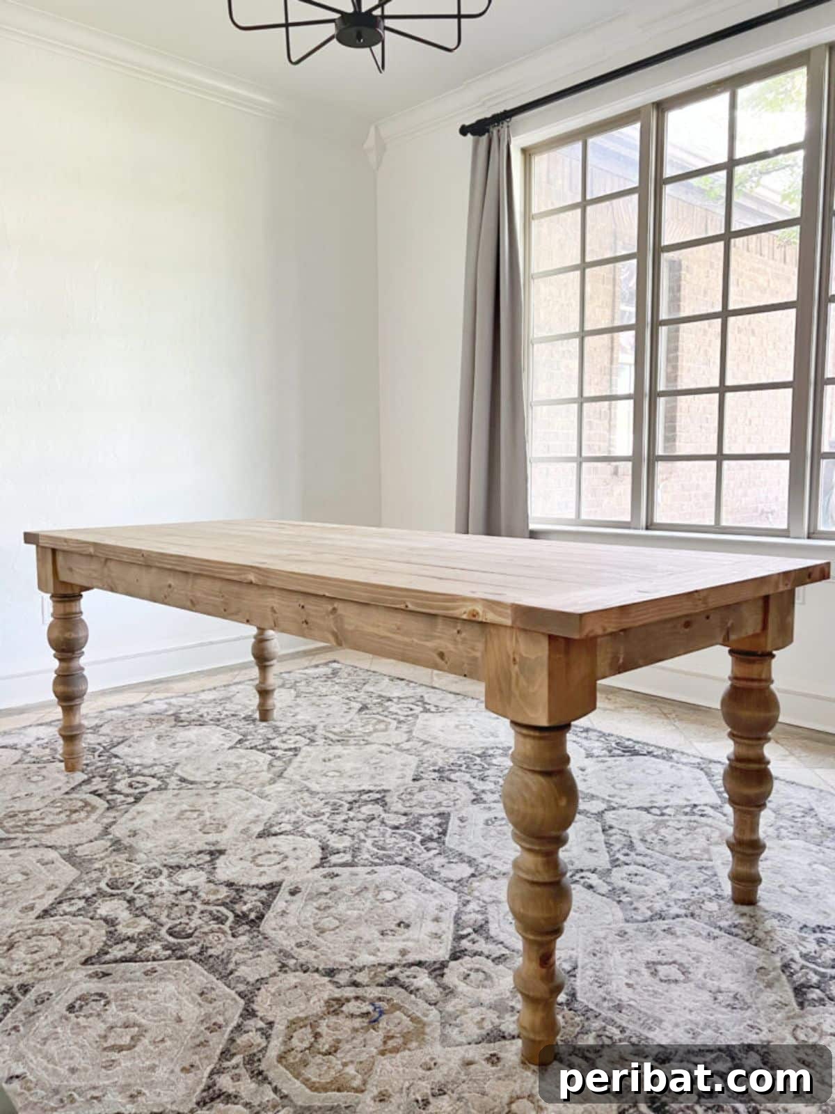 44 Inspiring DIY Farmhouse Dining Table Projects 11 DIY Modern Farmhouse Turned Leg Dining Table